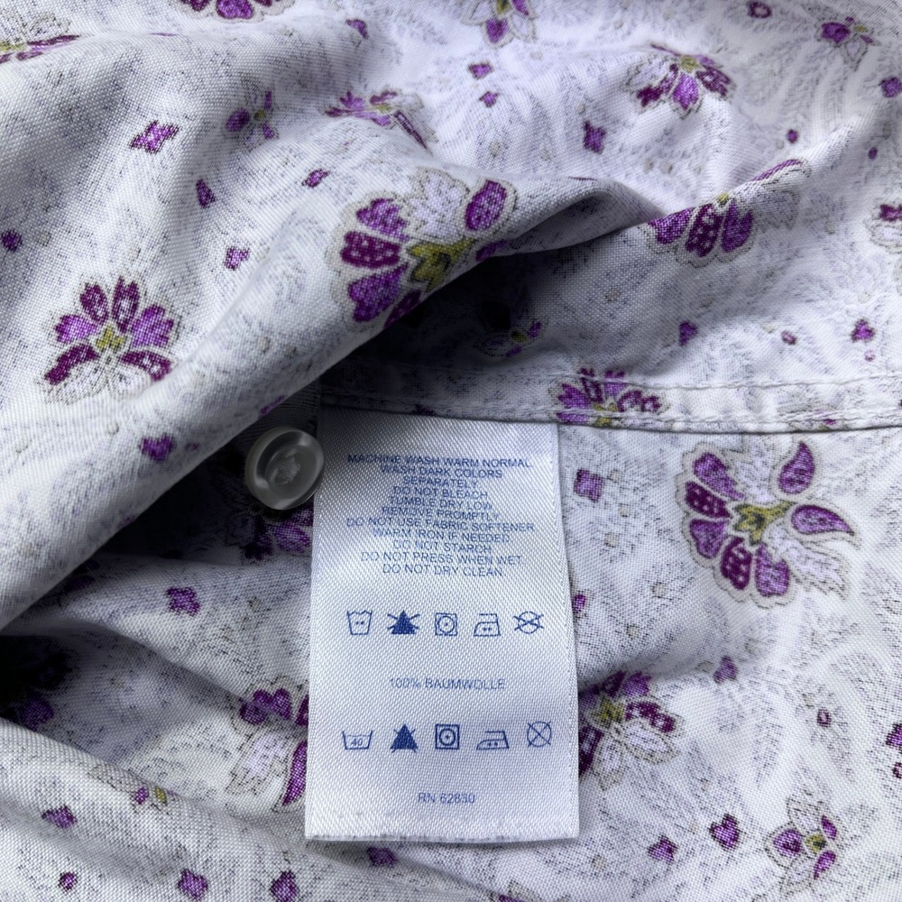 Lands' End Women's Floral Print‎ No Iron Pinpoint Oxford Button Down Shirt Sz 18 - Picture 5 of 7